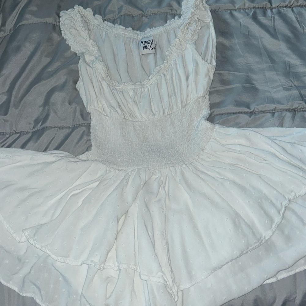 Princess Polly Small White Romper Dress- Short Light layered casual dress up